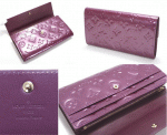 LV M93577紫-紫色漆皮壓紋長款按扣錢夾