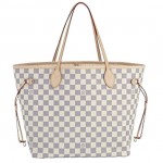 LV N51107-Louis Vuitton灰白棋盤Neverfull單肩包