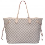 LV N51108-Louis Vuitton經典灰白棋盤格子Neverfull單肩包
