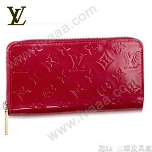 LV M91981紅-女士紅色亮皮單拉鏈長款錢包