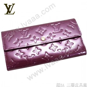 LV M93577紫-紫色漆皮壓紋長款按扣錢夾