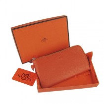 Hermes H010荔枝紋 女士錢包 橙色