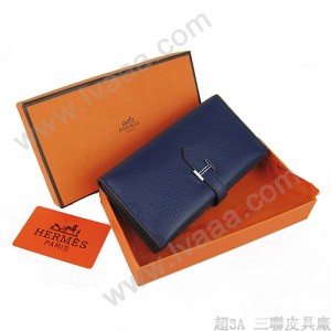 Hermes H005深藍色 牛皮錢夾  顶級质量
