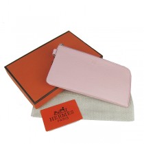 Hermes H010粉紅色 荔枝紋中長款錢包