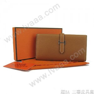 Hermes H005淺啡色 牛皮錢夾  顶級质量