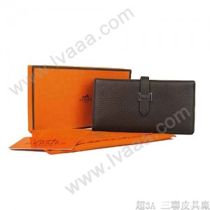 Hermes H005啡色 女士長款錢包 牛皮中長款錢夾