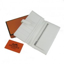 Hermes H005白色荔枝紋長款錢包