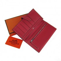 Hermes H005大紅 時尚女錢包 新款頭層牛皮