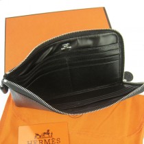 Hermes H010黑色 新款荔枝紋中長款錢包