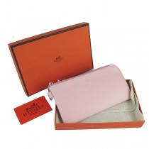 Hermes H010粉紅色 荔枝紋中長款錢包