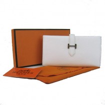 Hermes H005白色荔枝紋長款錢包