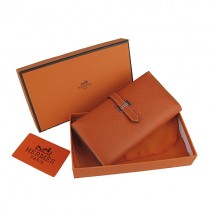Hermes H005橙色荔枝紋長款錢包