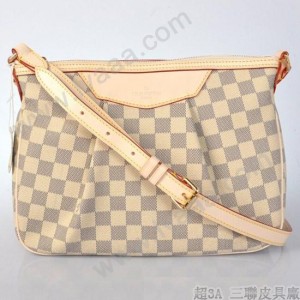 LV N41112 新款SIRACUSA中號手袋 白格女式單肩斜挎包