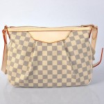 LV N41112 新款SIRACUSA中號手袋 白格女式單肩斜挎包