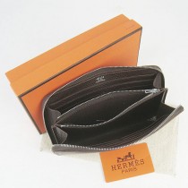 HERMES 愛馬仕全牛皮女士錢包真皮皮夾荔枝紋 淺啡色