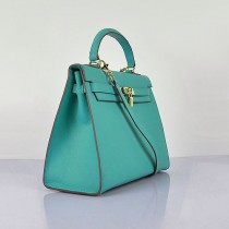 Hermes-6108-5-愛馬仕手提包斜背包 湖水绿（手掌纹金）