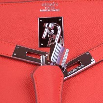 Hermes-6108-20 愛馬仕手提包斜背包西瓜红（手掌纹银