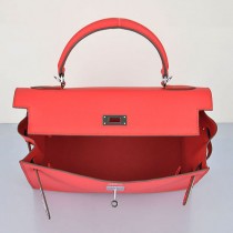 Hermes-6108-20 愛馬仕手提包斜背包西瓜红（手掌纹银