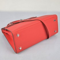 Hermes-6108-20 愛馬仕手提包斜背包西瓜红（手掌纹银