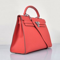 Hermes-6108-20 愛馬仕手提包斜背包西瓜红（手掌纹银