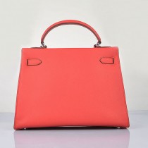 Hermes-6108-20 愛馬仕手提包斜背包西瓜红（手掌纹银