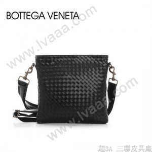 BV 39982-2 人氣熱銷《爸爸去哪兒》石頭爸爸郭濤同款綿羊皮手工黑色編織單肩斜挎男包