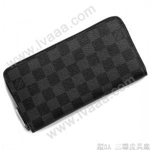 LV N62668 潮流新款男女款時尚黑格長款拉鏈錢包