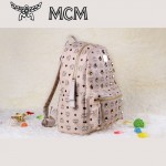 MCM背包 潮流男女休閑旅遊雙肩包中號 31釘-3鉚釘背包米白色