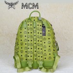 MCM 雙肩包 M字釘 男女雙肩背包草綠