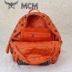 MCM 雙肩包 M字釘-1 男女雙肩背包橙色