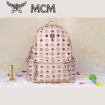 MCM背包 潮流男女休閑旅遊雙肩包中號 31釘-3鉚釘背包米白色