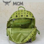 MCM 雙肩包 M字釘 男女雙肩背包草綠