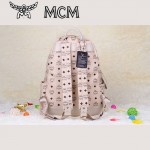 MCM背包 潮流男女休閑旅遊雙肩包中號 31釘-3鉚釘背包米白色