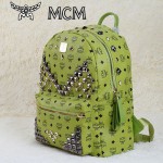 MCM 雙肩包 M字釘 男女雙肩背包草綠