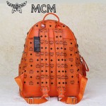 MCM 雙肩包 M字釘-1 男女雙肩背包橙色