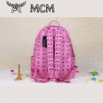 MCM背包 潮流男女休閑旅遊雙肩包中號 31釘-1鉚釘背包粉色