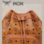 MCM雙肩包 2097-5書包 旅遊背包鉚釘書包土黃色