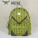 MCM 雙肩包 M字釘 男女雙肩背包草綠