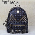MCM 雙肩包 M字釘-2 男女雙肩背包黑色