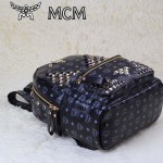 MCM 雙肩包 M字釘-2 男女雙肩背包黑色