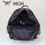 MCM 雙肩包 M字釘-2 男女雙肩背包黑色