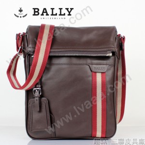 BALLY 0066牛皮男公文包斜跨男包咖啡色