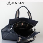 新款BAlly0074-2 休閑男款牛皮斜跨單肩手提男包藍色