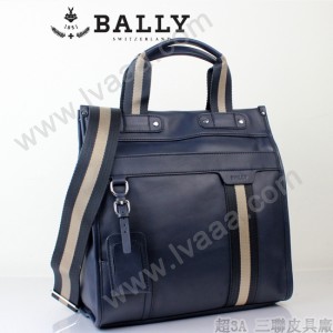 新款BAlly0074-2 休閑男款牛皮斜跨單肩手提男包藍色