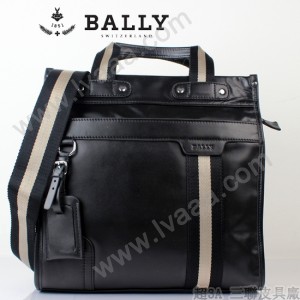 新款BAlly0074-1 休閑男款牛皮斜跨單肩手提男包黑色