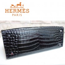 HERMES 1273 秋冬新款人氣時尚女包鱷魚皮黑色