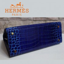 HERMES-1270  秋冬新款凱莉高光鱷魚皮深藍色女士包包