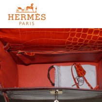 HERMES 1272 秋冬新款時尚奢華單品鱷魚皮橙色金扣