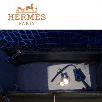 HERMES-1270  秋冬新款凱莉高光鱷魚皮深藍色女士包包