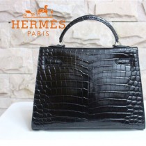 HERMES 1273 秋冬新款人氣時尚女包鱷魚皮黑色